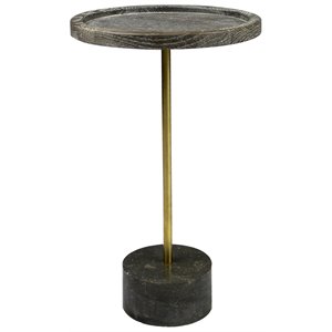 Pemberly Row 20&quot Solid Oak End Table on Steel and Marble Base in Brown