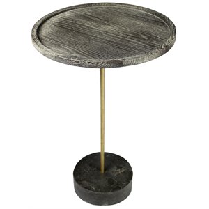 Pemberly Row 30&quot Solid Oak End Table on Steel and Marble Base in Brown