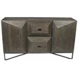 Pemberly Row 2-Door 2-Drawer Solid Wood Sideboard on Cast Iron Base in Brown