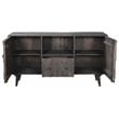 Pemberly Row Kiln-Dried Mango Wood Media Cabinet with Diamond Details in Gray
