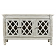 Pemberly Row 3-Door Solid Wood Sideboard with Glass Inserts in Antique White