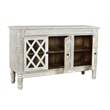 Pemberly Row 3-Door Solid Wood Sideboard with Glass Inserts in Antique White