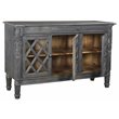 Pemberly Row 3-Door Solid Wood Sideboard with Glass Inserts in Antique Gray