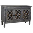 Pemberly Row 3-Door Solid Wood Sideboard with Glass Inserts in Antique Gray