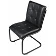 Pemberly Row Tufted Leather Side Chair on Cast Iron Frame in Black
