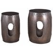 Pemberly Row Cast Iron Occasional Tables with Hammered Top in Copper (Set of 2)