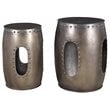 Pemberly Row Cast Iron Occasional Tables with Hammered Top in Nickel (Set of 2)