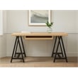 Pemberly Row Solid Oak Executive Desk with Keyboard Drawer in Ivory