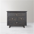 Pemberly Row Hand-Carved 4-Drawer Mango Wood Nightstand in Gray Wash