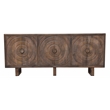 Pemberly Row 6-Door Hand-Carved Acacia Wood Cabinet on 3 Legs in Brown