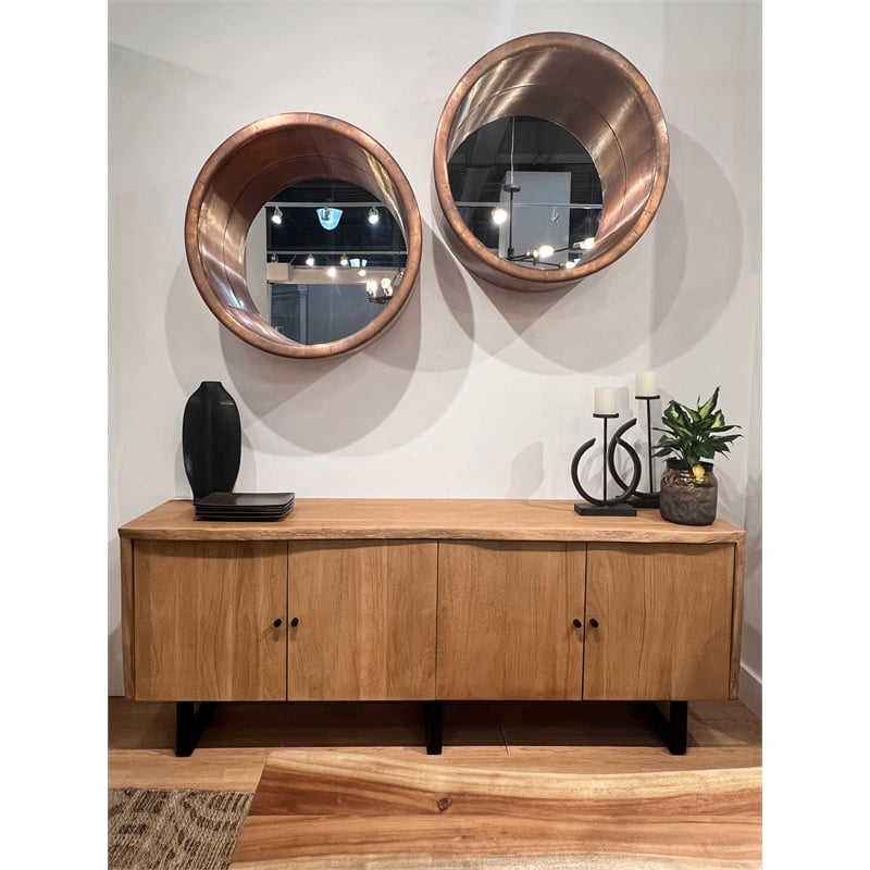 Pemberly Row Aerodynamic Metal Mirror with Metallic Detailing in Copper