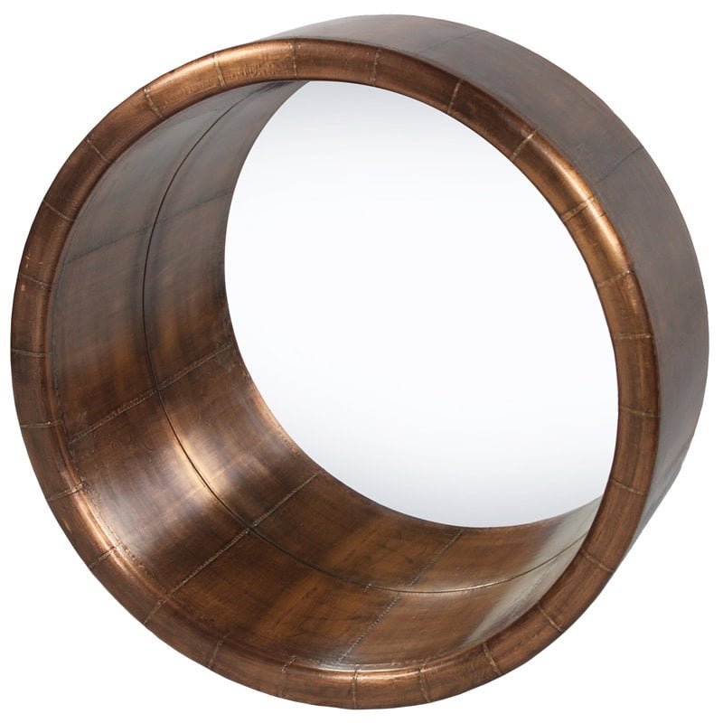 Pemberly Row Aerodynamic Metal Mirror with Metallic Detailing in Copper