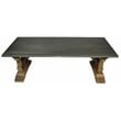 Pemberly Row Hand-Carved Solid Pine Cocktail Table with Zinc Top in Natural