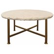Pemberly Row White Marble Cocktail Table on Brass-Finished Cast Iron Base