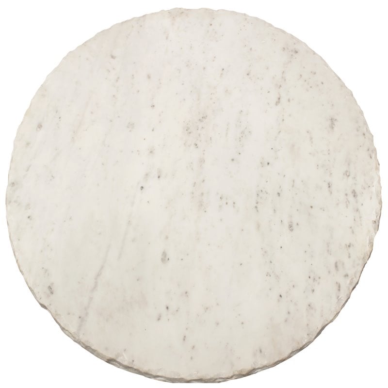 Pemberly Row White Marble Cocktail Table on Brass-Finished Cast Iron Base