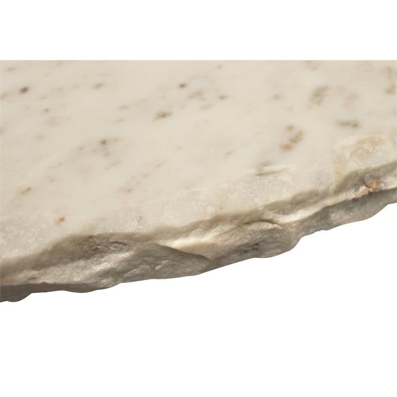 Pemberly Row White Marble Cocktail Table on Brass-Finished Cast Iron Base