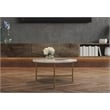 Pemberly Row White Marble Cocktail Table on Brass-Finished Cast Iron Base