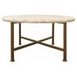 Pemberly Row White Marble Cocktail Table on Brass-Finished Cast Iron Base