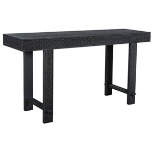 Pemberly Row Reclaimed Wood Hand-Carved Console Table in Dark Gray