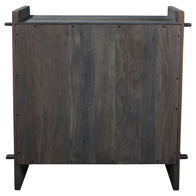 Pemberly Row Reclaimed Wood Hand-Carved 2-Door Sideboard in Dark Gray
