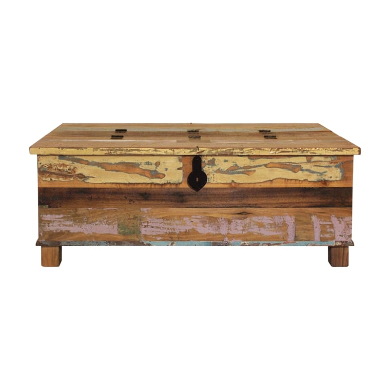 Pemberly Row Reclaimed Solid Wood Lift-Top Cocktail Table in Multi-Color