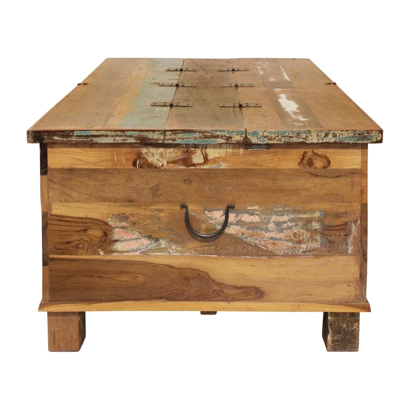 Pemberly Row Reclaimed Solid Wood Lift-Top Cocktail Table in Multi-Color