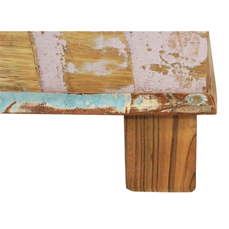 Pemberly Row Reclaimed Solid Wood Lift-Top Cocktail Table in Multi-Color