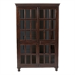 Pemberly Row Acacia Wood Cabinet with 4 Glass Doors and 5 Shelves in Light Brown