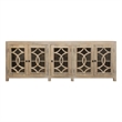 Pemberly Row 5-Door Mango Wood Sideboard with Glass & Wood Design in White Wash