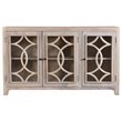 Pemberly Row 3-Door Mango Wood Sideboard with Glass Panels in White Wash