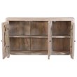Pemberly Row 3-Door Mango Wood Sideboard with Glass Panels in White Wash