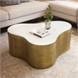 Pemberly Row Cocktail Table with Genuine Marble Top on Brass Iron Base
