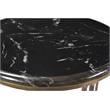 Pemberly Row Art Deco Cast Iron Side Table with Dark Gray Marble Top in Gold