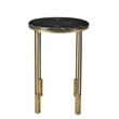 Pemberly Row Art Deco Cast Iron Side Table with Dark Gray Marble Top in Gold