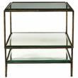 Pemberly Row Cast Iron Side Table with 3 Glass Tops in Antique Brass
