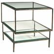 Pemberly Row Cast Iron Side Table with 3 Glass Tops in Antique Brass