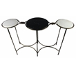 Pemberly Row Cast Iron Console Table with 3 Marble Tops in Brass