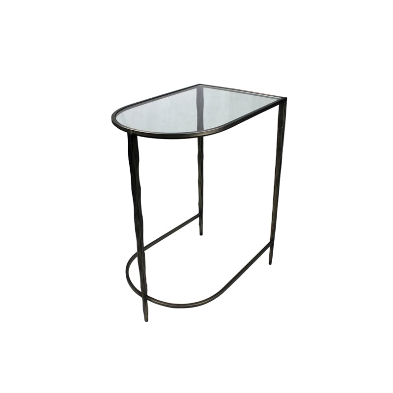 Pemberly Row Gold Nesting Console Tables with Glass & Marble on Iron (Set of 2)