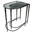 Pemberly Row Gold Nesting Console Tables with Glass & Marble on Iron (Set of 2)