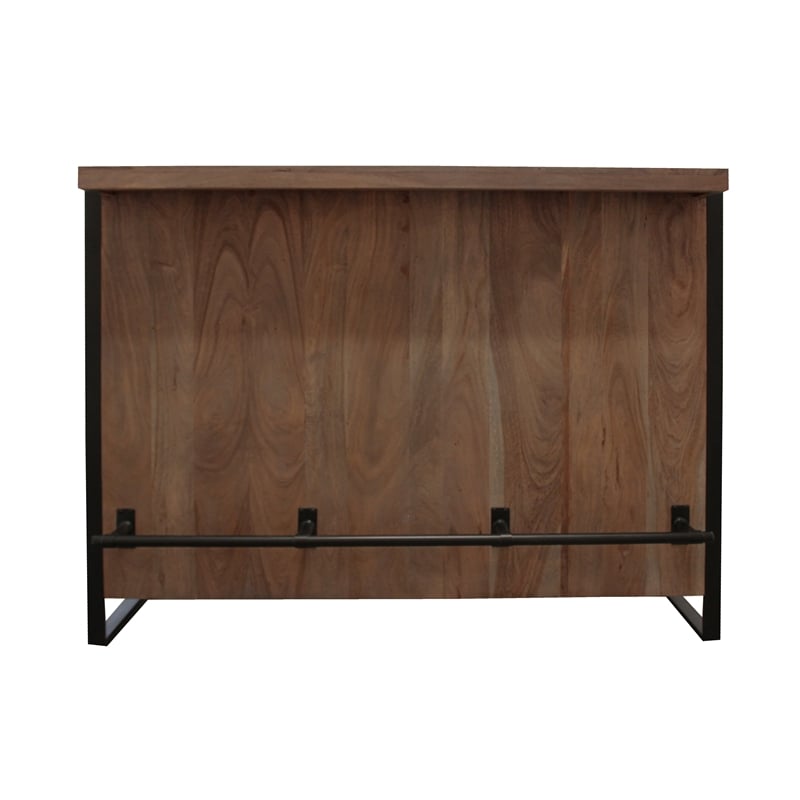 Pemberly Row Solid Wood Wine and Bar Console with 16-Bottle Rack in Nutmeg