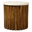 Pemberly Row Round Accent Table with Genuine Marble Top and Wood Base in Ivory