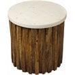 Pemberly Row Round Accent Table with Genuine Marble Top and Wood Base in Ivory
