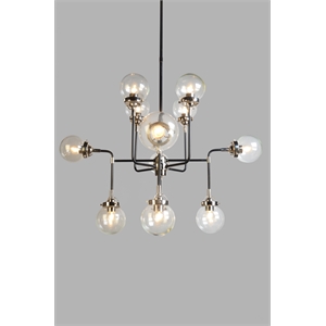 Pemberly Row Transitional Black Cast Iron Pendant with Clear Glass