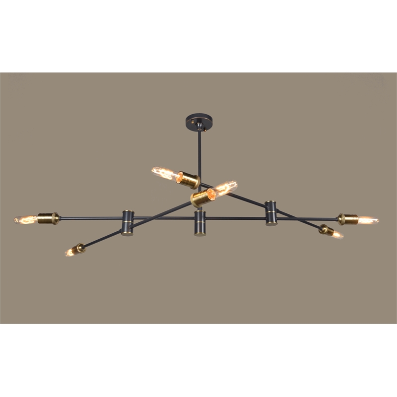 Pemberly Row 6-Light Pendant with Adjustable Arms in Antique Bronze and Brass