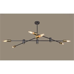 Pemberly Row 6-Light Pendant with Adjustable Arms in Antique Bronze and Brass