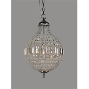 Pemberly Row Chrome Pendant Fixture with Clear Crystals in Silver
