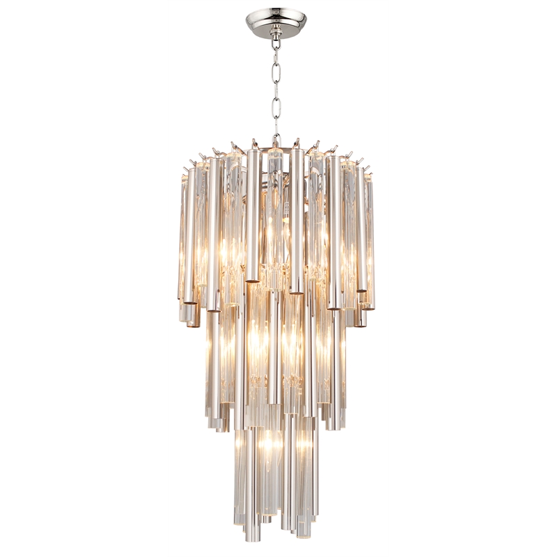 Pemberly Row 3-Tier Glass 7-Light Pendant on Nickel-Clad Cast Iron in Silver