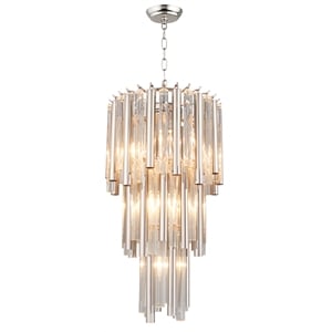 Pemberly Row 3-Tier Glass 7-Light Pendant on Nickel-Clad Cast Iron in Silver