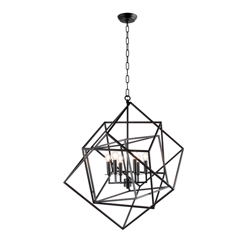 Pemberly Row 6-Light Matte Black Metal Pendant with 360W Total Wattage
