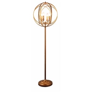Pemberly Row 4-Light Spherical Cage Floor Lamp in Antique Gold Cast Iron